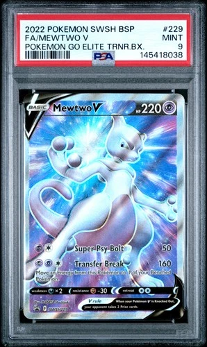 2022 POKEMON SWSH BLACK STAR PROMO #229 FULL ART/MEWTWO V PSA 9