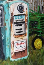 Original Watercolor Painting Antique Gas Pump Size 5x7 Automotive Art