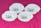 Vintage MCM Federal Milk Glass Snack Plate Cup Set Rare Chalet 1950s 8pc.