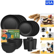 Versatile 16-Piece Matte Black Dinnerware Set for All Occasions - Unbreakable