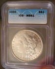 1886 Morgan Silver Dollar BU, Graded MS 61 ICG, Great Luster, 5179