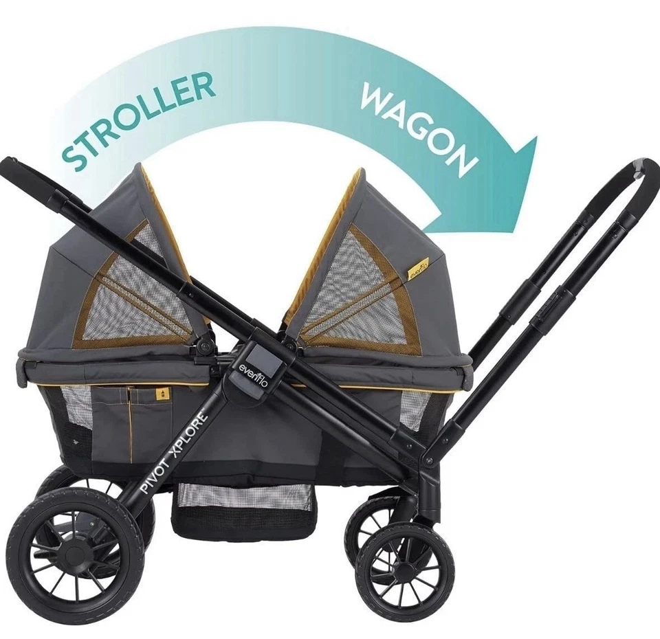 Evenflo Pivot Xplore All-Terrain Double Stroller Wagon - Adventurer Gray  - Image 4 of 4