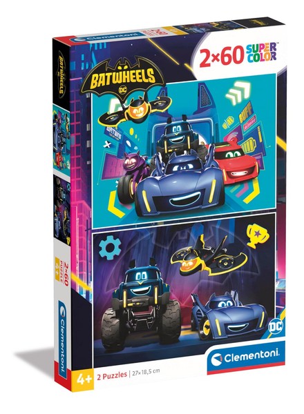 Clementoni 24812 Batwheels Jigsaw 2 60 Pieces-Supercolor Children 4-6 Years, Car-image