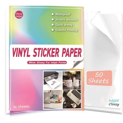 Aufkleber Papier A4 Glänzend Weiß  selbstklebend 50 Blätter