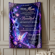 Personalized Butterfly Mom Coral Fleece Blanket