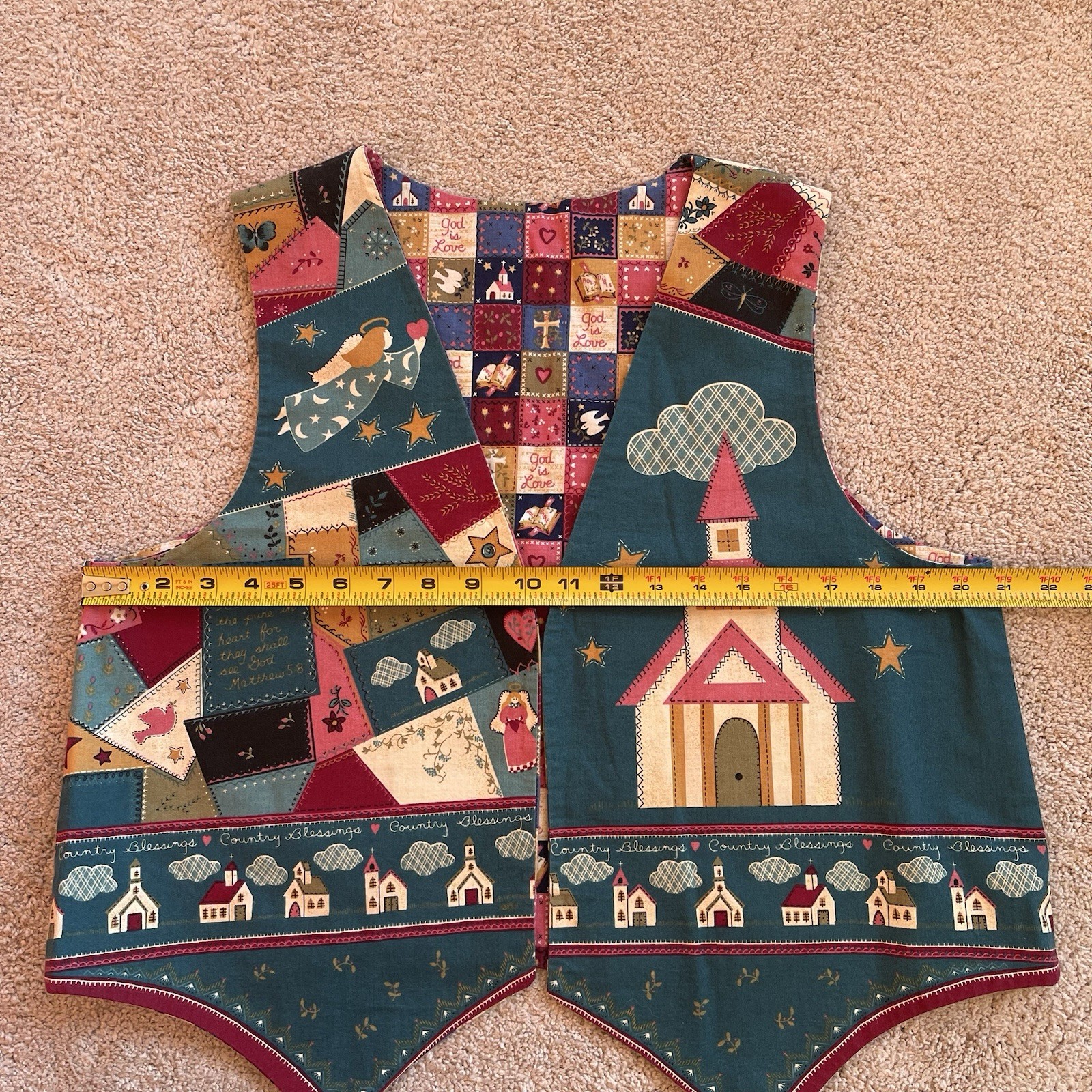 Handmade Reversible Christian Patchwork Vest Ange… - image 7