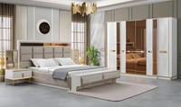 Elegantes Schlafzimmer-Set Mit Bett 2 Nachttischen Und Kleiderschrank