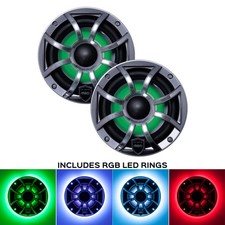 Wet Sounds REVO 6-XSG-SS GunMetal XS Stainless Grill 6.5" Marine LED Speakers