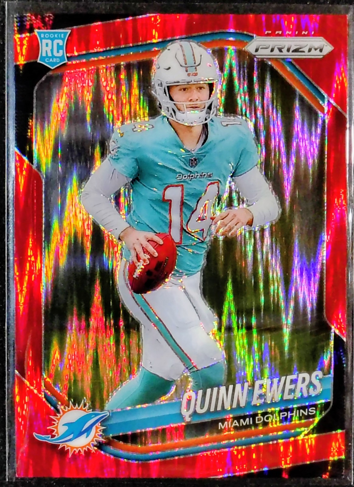 2025 Panini Prizm Football Quinn Ewers #307 (RC) Rookie Red Flash Miami Dolphins