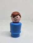 Vintage Fisher Price little people blue man/dad brown hair