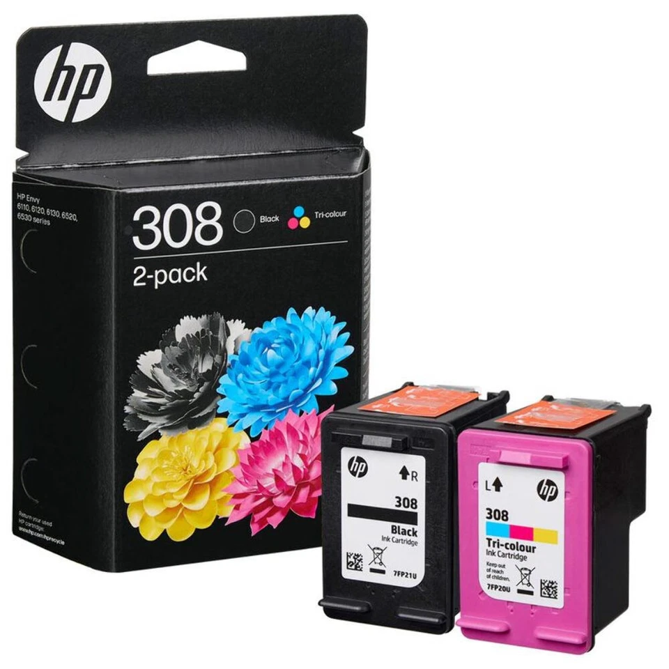 MARKTDISCOUNT HP 308 (6L6S6UE) schwarz, color Druckerpatronen, 2er-Set