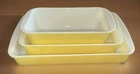 Vintage 3 Piece PYREX Baking Dish Set Classic Yellow & White With Handles USA