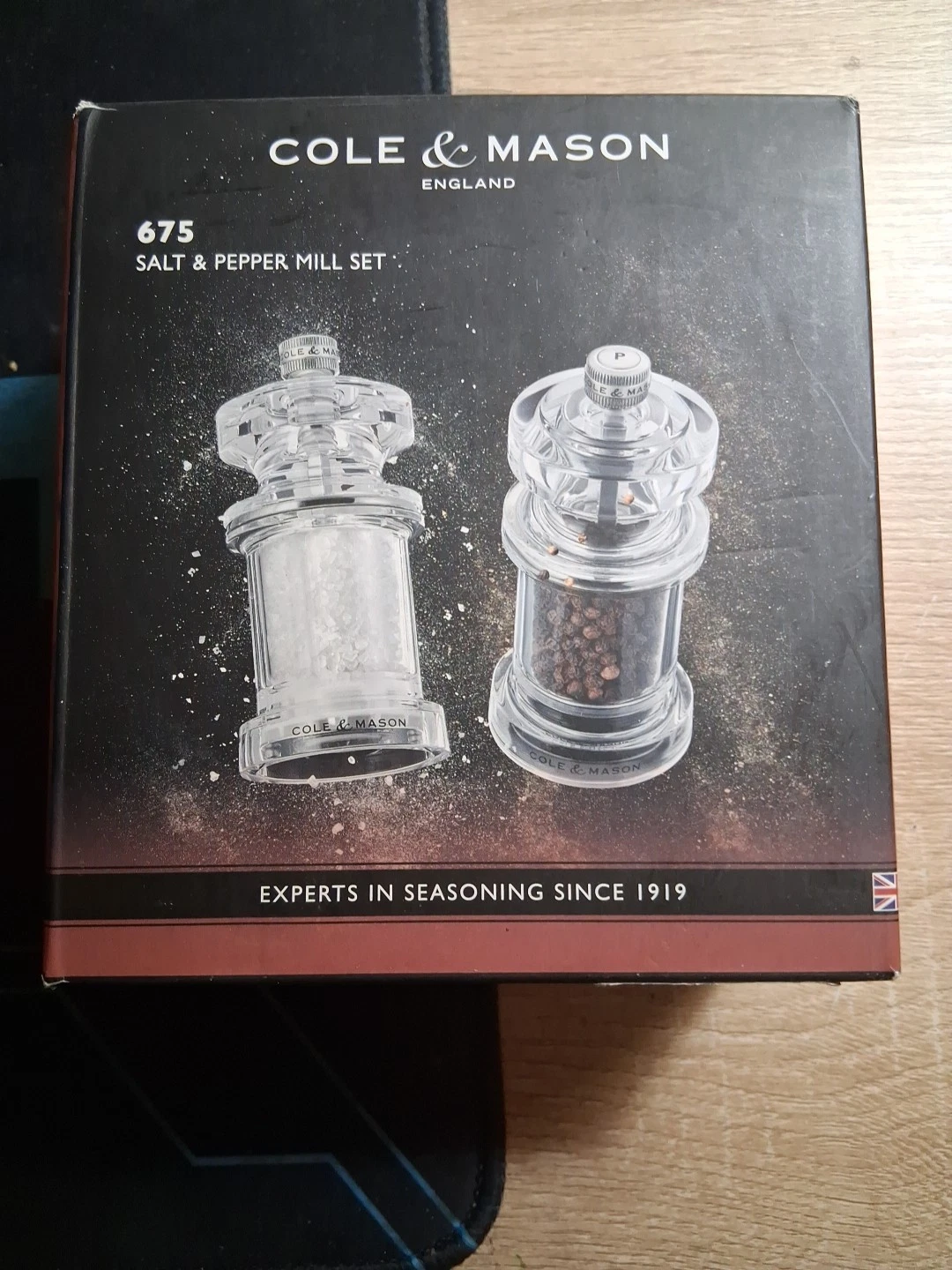 Cole & Mason England Grinder Button Mini Clear Salt and Pepper Mill Set 2.5" New
