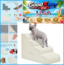 4 Step Dog Stairs Pet Ramp Small Medium Dogs Cats 50 lb Non Slip Washable Cover