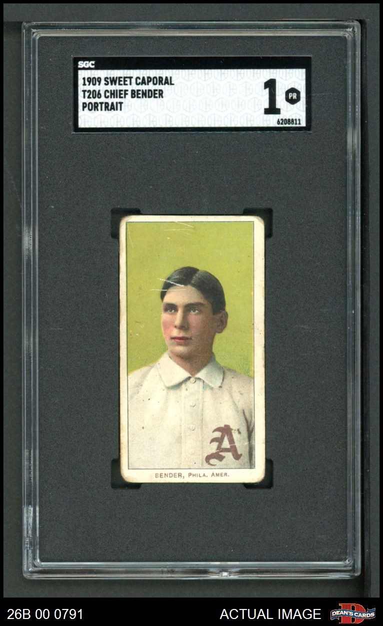 1909 T206 Chief Bender Portrait Athletics HOF VARIATION SGC 1 - POOR
