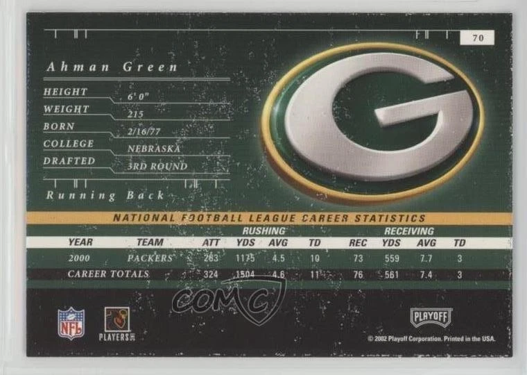 2001 Playoff Preferred Sample Silver Ahman Green #70 - Image 2 of 2
