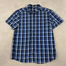 Arc'teryx Shirt Men’s Large Blue Plaid Brohm Button Up Short Sleeve Hiking Gorp