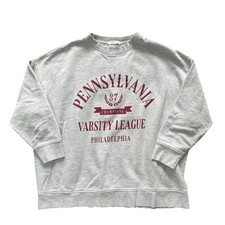 Womens Tu Jumper Pennsylvania Varsity Sweater Grey Baggy Fit Size Large