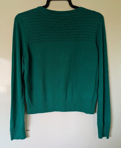 Country Casuals Green Cardigan Size Large Enamel Buttons - Picture 4 of 6