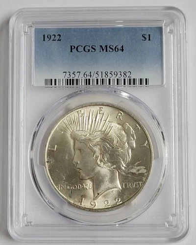 1922 PCGS MS 64 90% Silver Peace Dollar BEAUTIFUL LUSTER GREAT INVESTMENT
