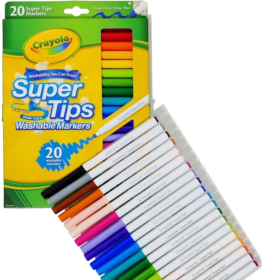 Crayola Super Tips Markers, Washable Markers School Supplies, 20-Colours - Image 3 of 4