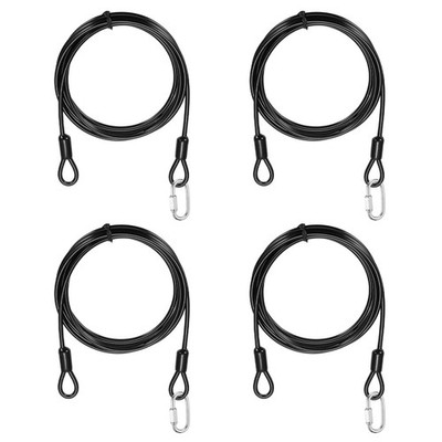4Set 5/32'' Dia 6.6ft Security Steel Cable with Loops Black + Quick Links