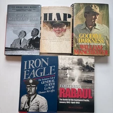 WWII Pacific War Memoirs Lot 5 HC DJ McCrea LeMay Rabaul Hap Arnold Manchester
