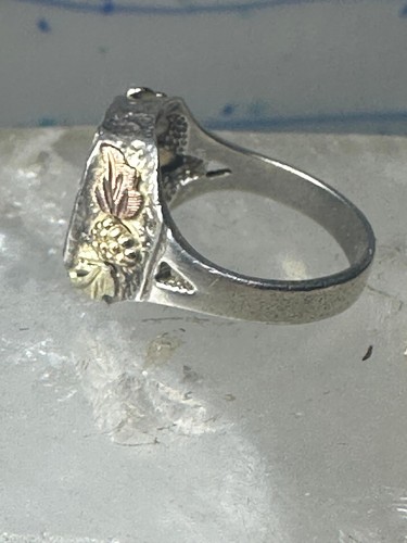 Anillo de Oro Black Hills Onyx Hojas de Caballo Vaquera Banda Plata de Ley Talla 6 Mujer - Imagen 12 de 13
