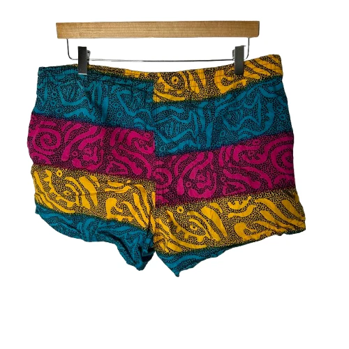 VTG 80s 90s Jockey Summer Mini Swim Trunks Mens Sz M Abstract Yellow Blue Red - Image 2 of 4