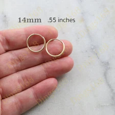 Real 18K Yellow Gold Filled High-Polished Nickel-Free THIN Endless Hoop Earrings