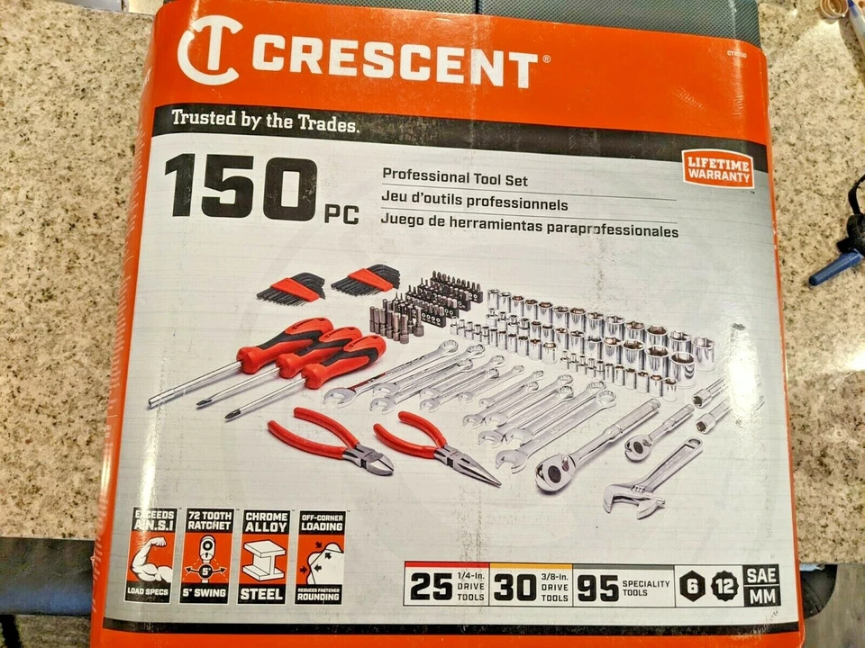 1/4 in. 3/8 in Drive General Purpose Professional Tool Set Garage Shop 150 Piece - Image 2 of 4