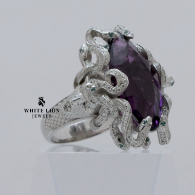 Marquise Amethyst Greek Medusa Gorgon Snakes Serpents Mythology