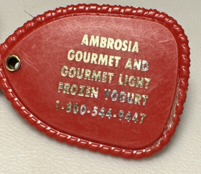 Vintage Ambrosia Gourmet Frozen Yogurt Food Dairy Advertising Keychain Key Ring