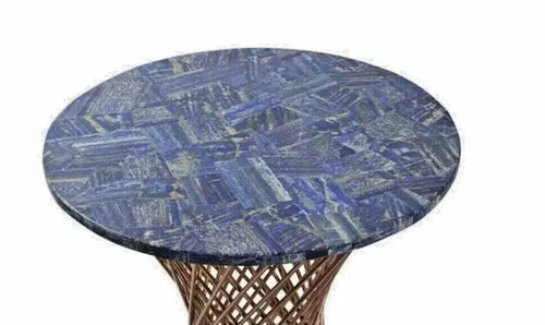 15" Round Lapis Lazuli Coffee Table Top Only Random Gemstone Handmade Home Decor - Picture 2 of 8