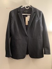 Fabrycznie nowa z metką MARYNARKA BANANA REPUBLIC Granatowa W paski Detaliczna 178 USD Rozmiar 8 Petite