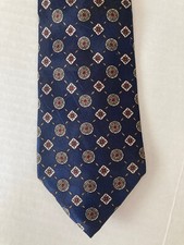 Don Loper Men's Necktie Tie Silk Navy Blue Red Gray Geometric Wide Made in USA
