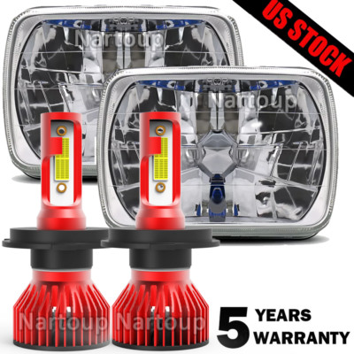For 1984-1996 Chevy Corvette C4 Pair 7x6'' 5x7'' LED Headlights w/DRL HI/LO