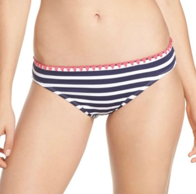 Tommy Bahama Breton Stripe Hipster Bikini Bottoms Navy White Size L B1552