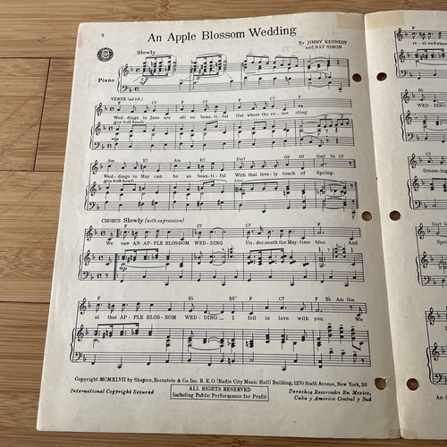 Vintage Sheet Music - An Apple Blossom Wedding - 1947 Piano - Ginny Simms - Picture 2 of 7
