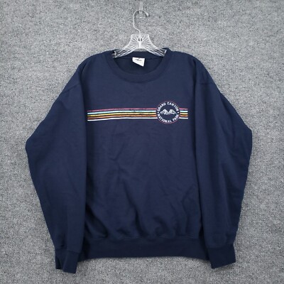 VINTAGE Prairie Mountain Sweatshirt Mens L Large Navy Blue Grand Canyon  Park
