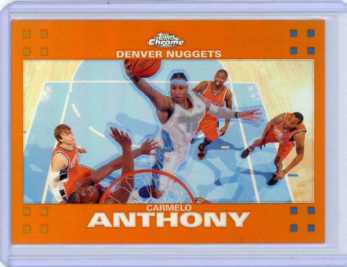 2007-08 Topps Chrome Basketball Orange Refractor #15 Carmelo Anthony #054/199