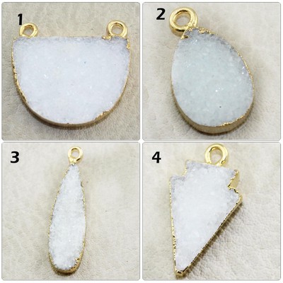 Blue Green Natural Geode Slice Druzy Gold Plated Fashion Designer Connector DIY