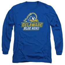 Delaware Adult Long Sleeve T-Shirt Distressed Primary Logo, Royal Blue, S-3XL