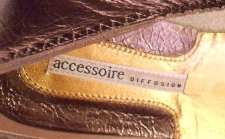 ACCESSOIRE DIFFUSION escarpins cuir métallisé taupe P 38 ½ TBE - Photo 2/4