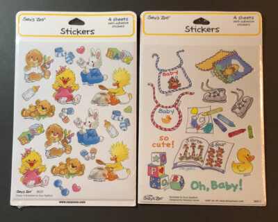 NEW Suzy s Zoo Baby Stickers 2 Packages of 4 sheets/pkg Sealed