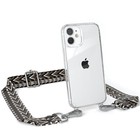 Łańcuszek na telefon komórkowy do iPhone 12 Mini Boho Sznurek Etui z paskiem Szeroki Szary / Czarny