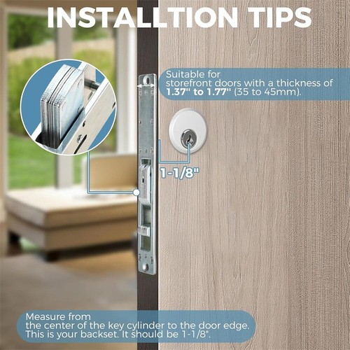 Storefront Door Mortise Lock Corrosion-Resistant Aluminum For Sliding Doors - Picture 4 of 7