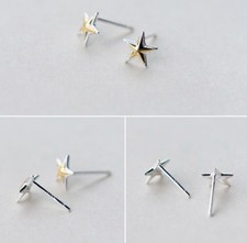 Women Girl Solid 925 Sterling Silver Small Star Stud Post Earrings Gift Box S4