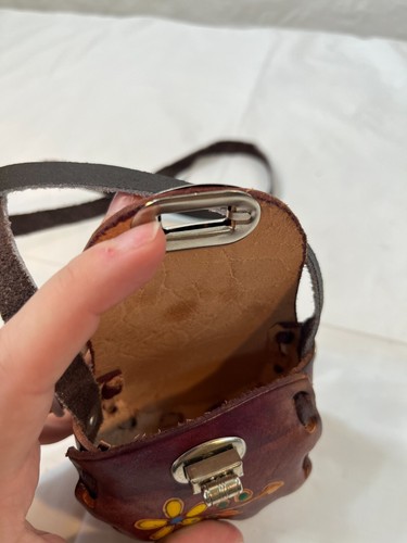 VTG Mini Tooled Leather Purse Mexico Crossbody Bag Stamped Painted - Bild 8 von 13