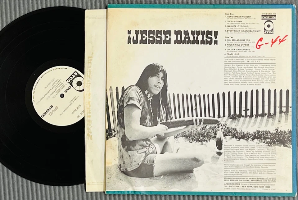 Jesse Davis Self Titled Debut 1st White Label PROMO LP Stereo Eric Clapton '70 - Image 2 of 2